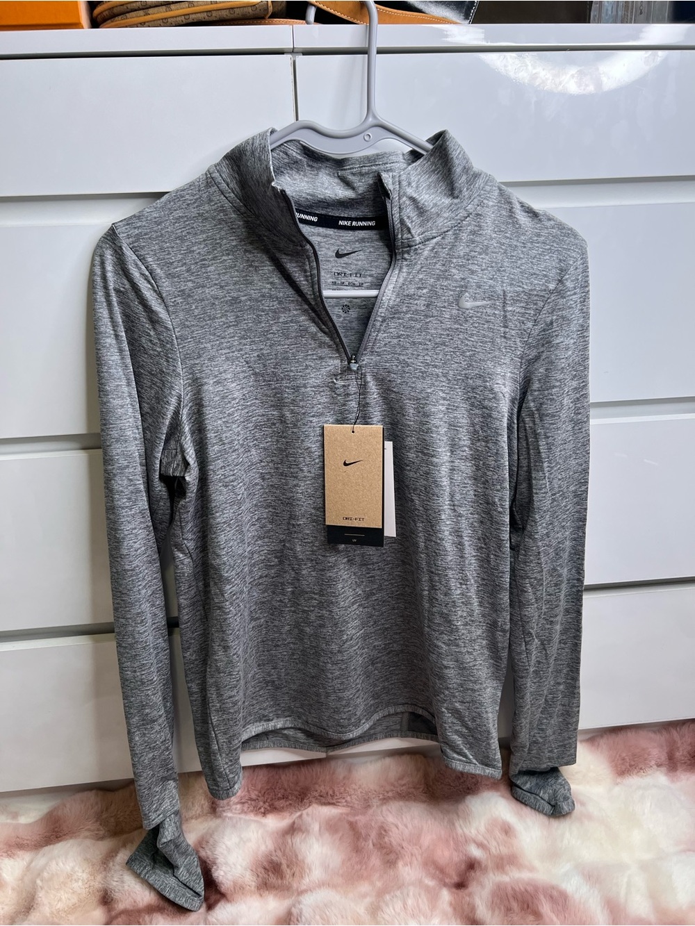 Nike Women's Gray Heather Dri-FIT Quarter-Zip Pullover